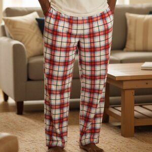 834 MENS WHITE XXL PLAID PAJAMA PANTS BY WONDNERSHOP